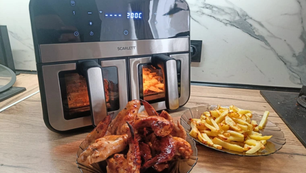 Вкусно и быстро. Обзор аэрогриля Scarlett SC-AF15D2121DWF на 2 чаши по 4.5 литра и мощностью в 2400 Вт