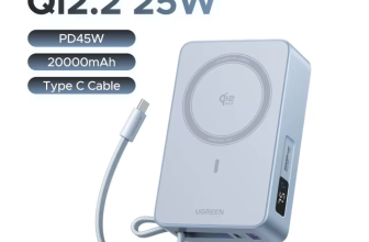 UGREEN Qi2 25 Вт: магнитный внешний аккумулятор 20000 мАч с быстрой зарядкой и дисплеем